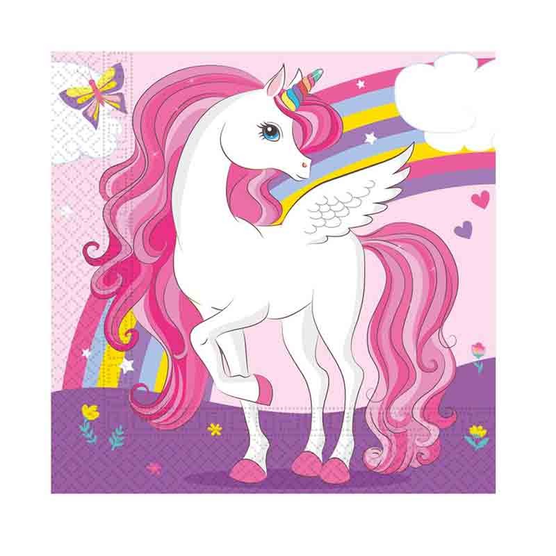 20 tovaglioli Unicorn Rainbow Colors 33 x 33 cm 93760