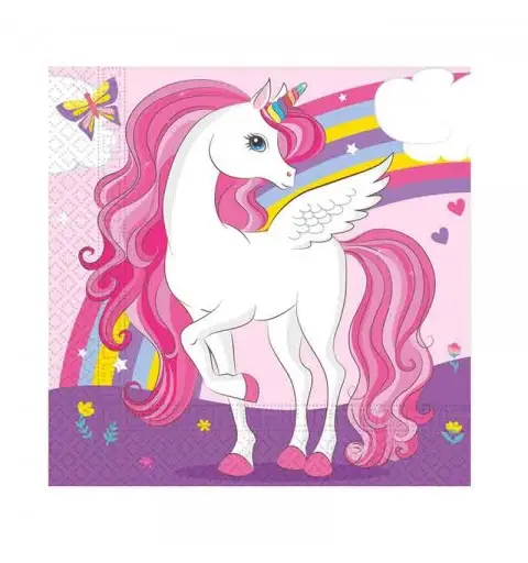 20 tovaglioli Unicorn Rainbow Colors 33 x 33 cm 93760