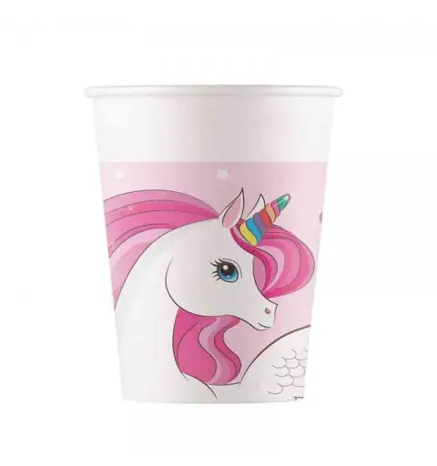 8 bicchieri Unicorn Rainbow Colors 200ml 93759