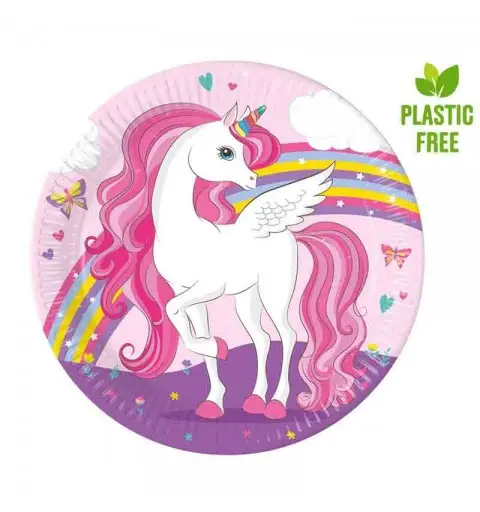 8 Piatti 23 cm Unicorn Rainbow Colors 93757