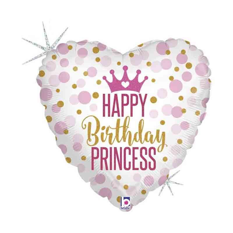 Palloncino foil cuore 18 43 cm mylar Principessa Glitter Birthday Princess 36700GH-P