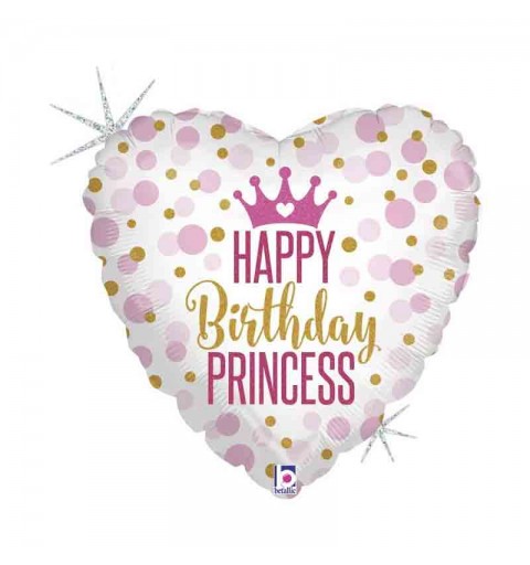 Palloncino foil cuore 18 43 cm mylar Principessa Glitter Birthday Princess 36700GH-P