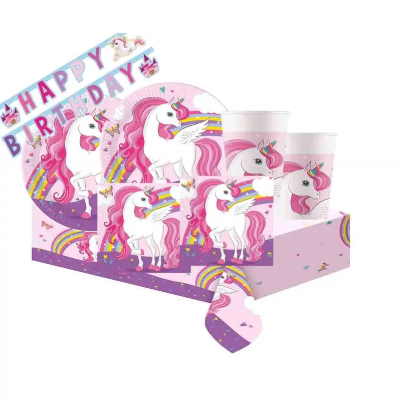 KIT N.13 UNICORNO ROSA - SET TAVOLA PER FESTE