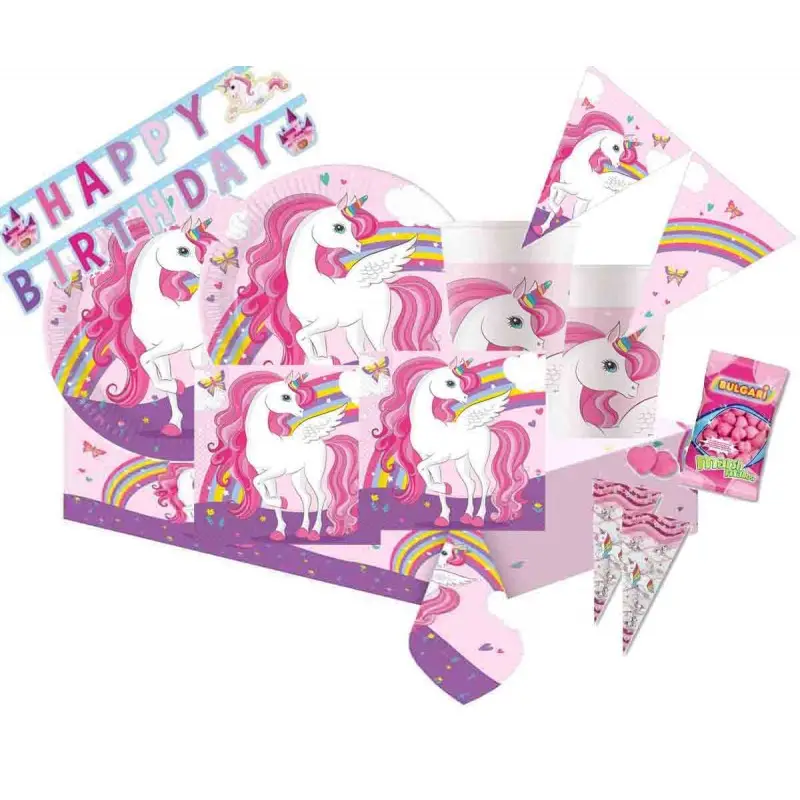 KIT N. 51 UNICORNO ROSA - ADDOBBI COMPLEANNO SPECIALE