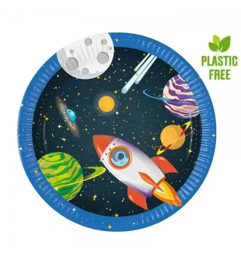 8 piatti 23 cm spazio rocket space 93733