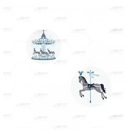Adesivo Tondo Carousel Celeste - Giostrina Carillon