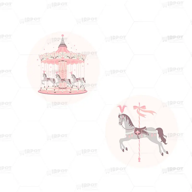 Adesivo Tondo Carousel Rosa - Giostrina Carillon