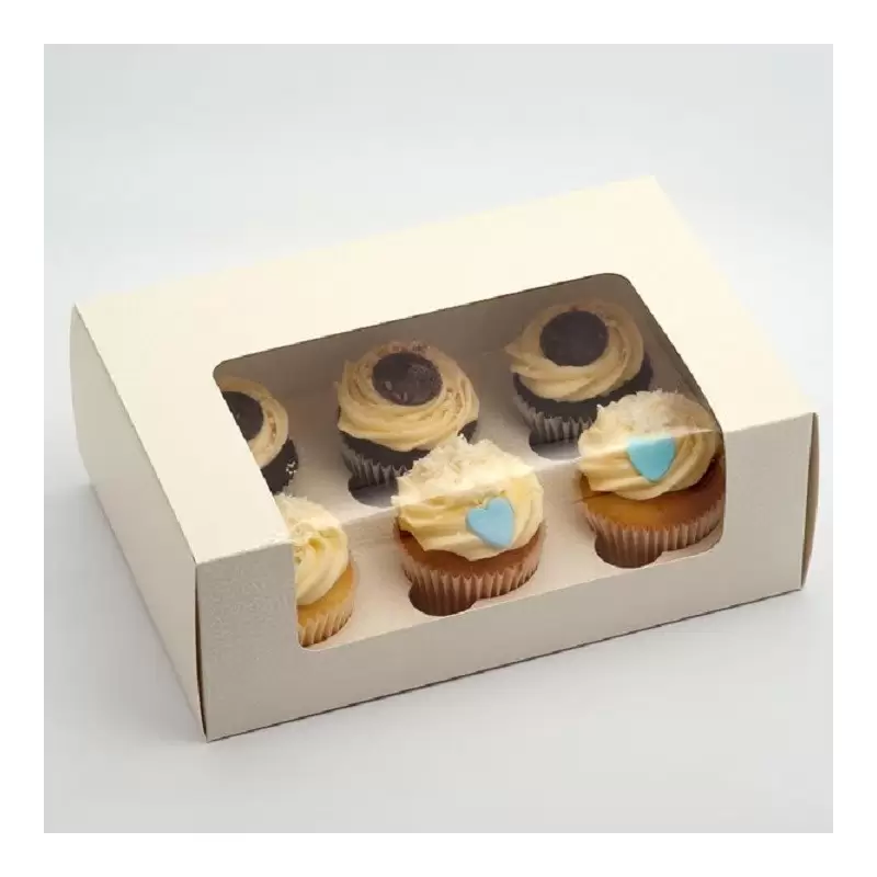 10 PZ. ASTUCCIO BOX CONTENITORE PORTA CUPCAKE 4 POSTI 14765C