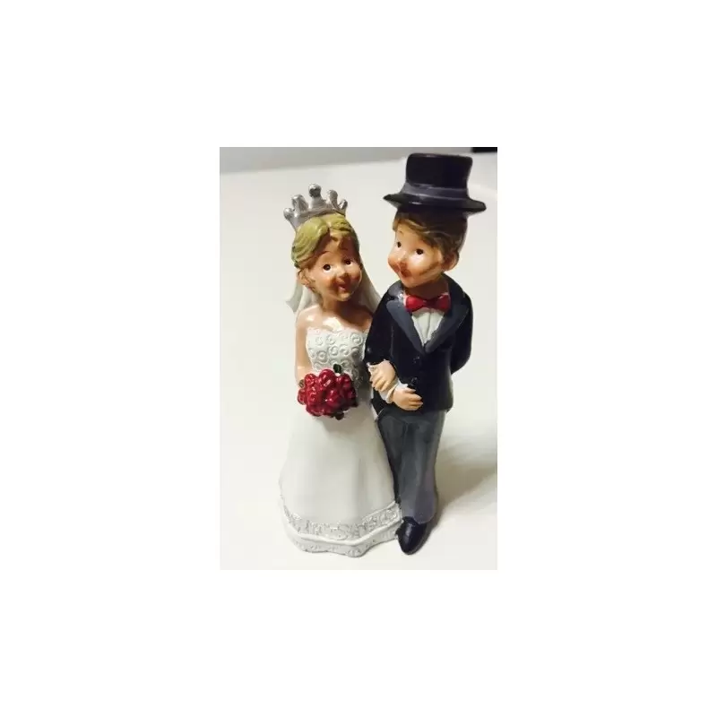 CAKE TOPPER SPOSINI IN MOTO JUST MARRIED PER TORTA MATRIMONIO 