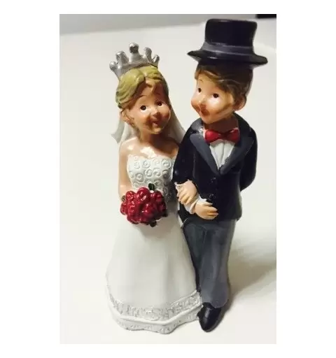 CAKE TOPPER SPOSINI IN MOTO JUST MARRIED PER TORTA MATRIMONIO 