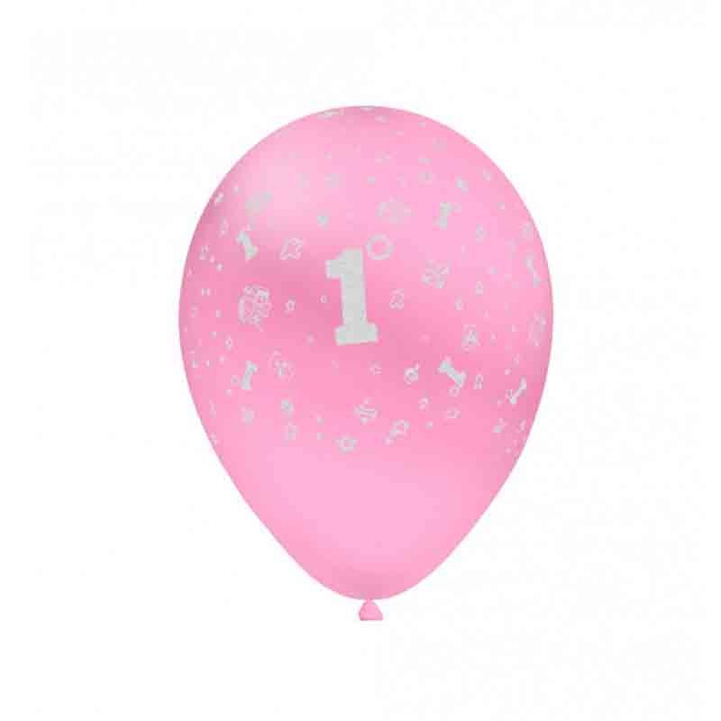 100 Palloncini 11/12 rosa 26 st. bianca globo 1° Compleanno GSD110 GLO-01P