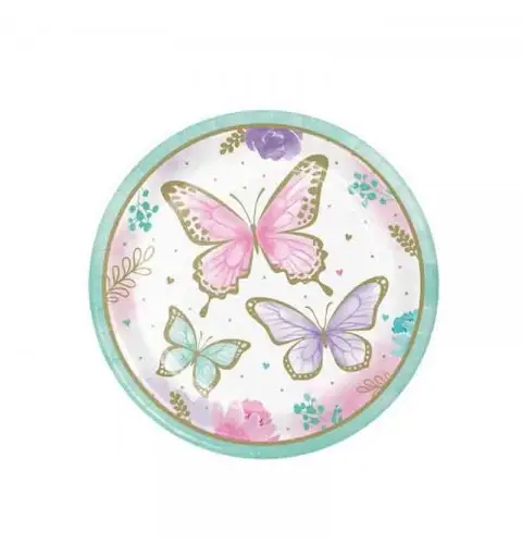 8 Piatti carta 23 cm Farfalle 354579