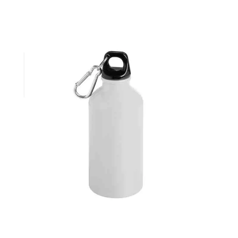 Borraccia bianca Alluminio con tappo nero E moschettone 750ml PC427