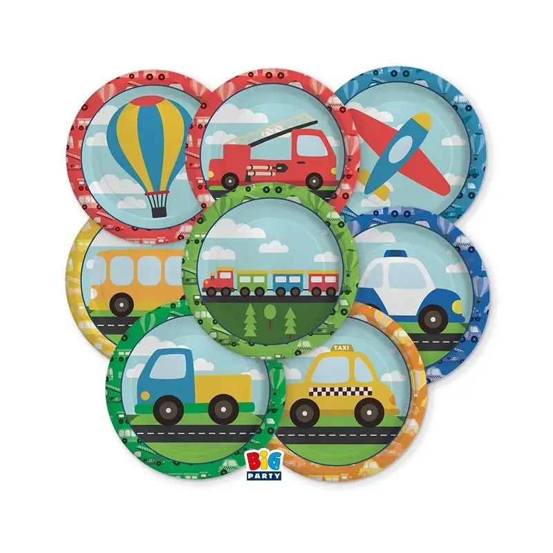 Piatti Dessert Veicoli - Vehicles 8pz - 18cm - 74880