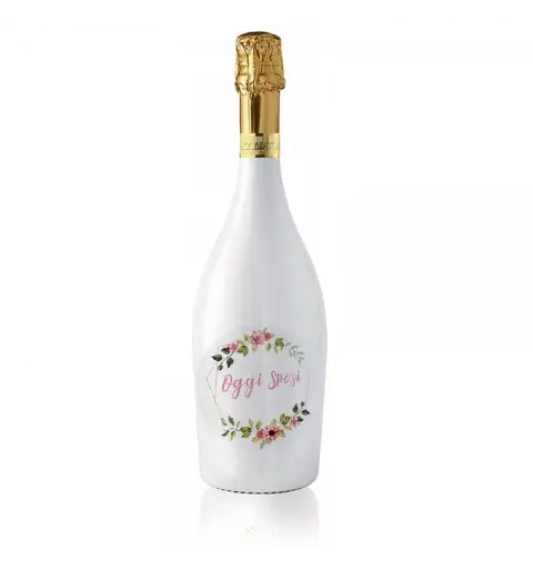 Bottiglia Prosecco Matrimonio Oggi Sposi Floreale Personalizzabile 0.75 lt