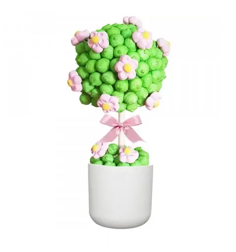 ALBERO DI MARSHMALLOW CON SECCHIELLO ROSA