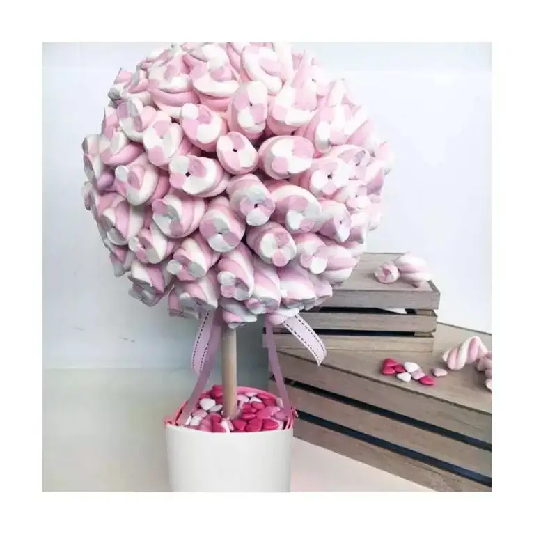 ALBERO DI MARSHMALLOW TRECCE ROSA E BIANCHE - 2 PZ