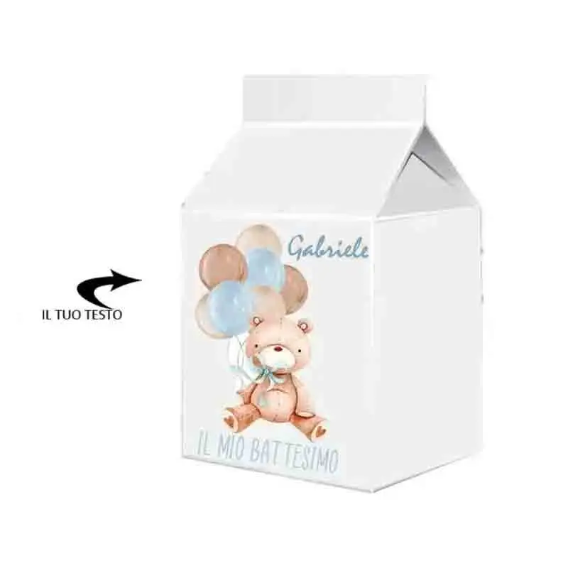Scatoline Milk orsetto palloncini celesti Personalizzate - 50 pz