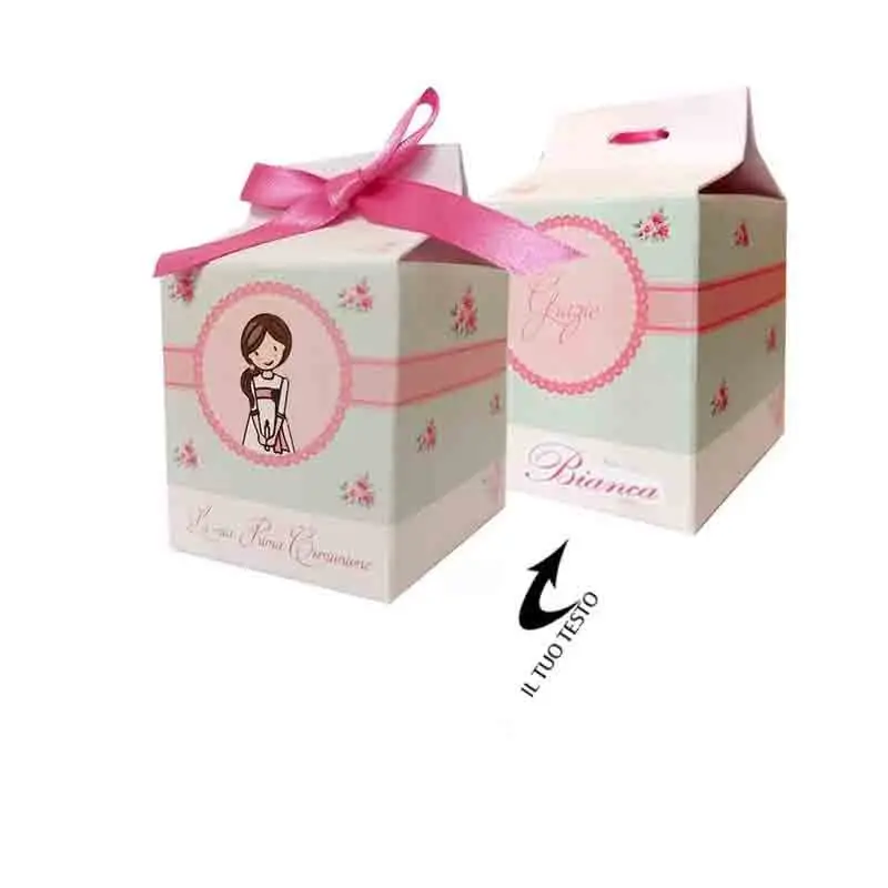 Scatoline Milk Comunione floral rosa Personalizzate - 50 pz
