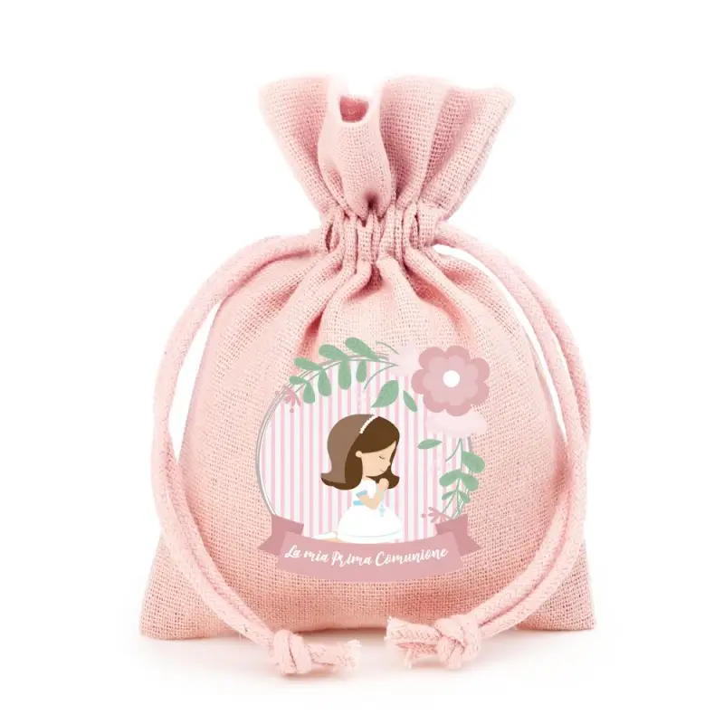 30 SACCHETTI ROSA PRIMA COMUNIONE PERSONALIZZABILI BIMBA
