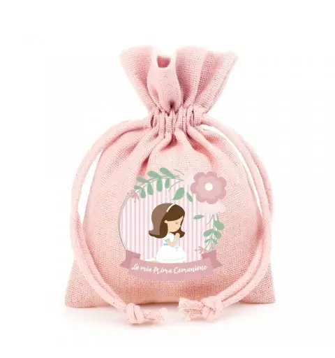 30 SACCHETTI ROSA PRIMA COMUNIONE PERSONALIZZABILI BIMBA