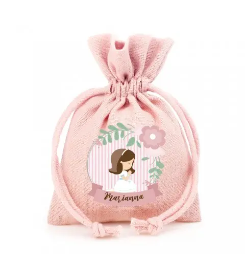 30 SACCHETTI ROSA PRIMA COMUNIONE PERSONALIZZABILI BIMBA