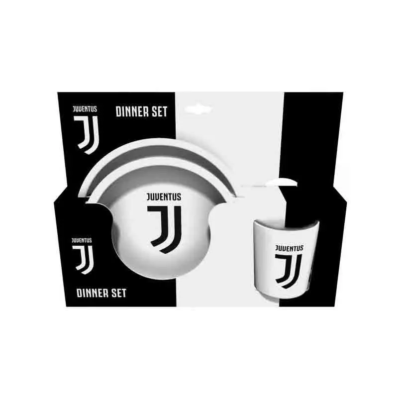 set dinner juventus 3 pz piatto piano fondo e bicchiere RYC09JV