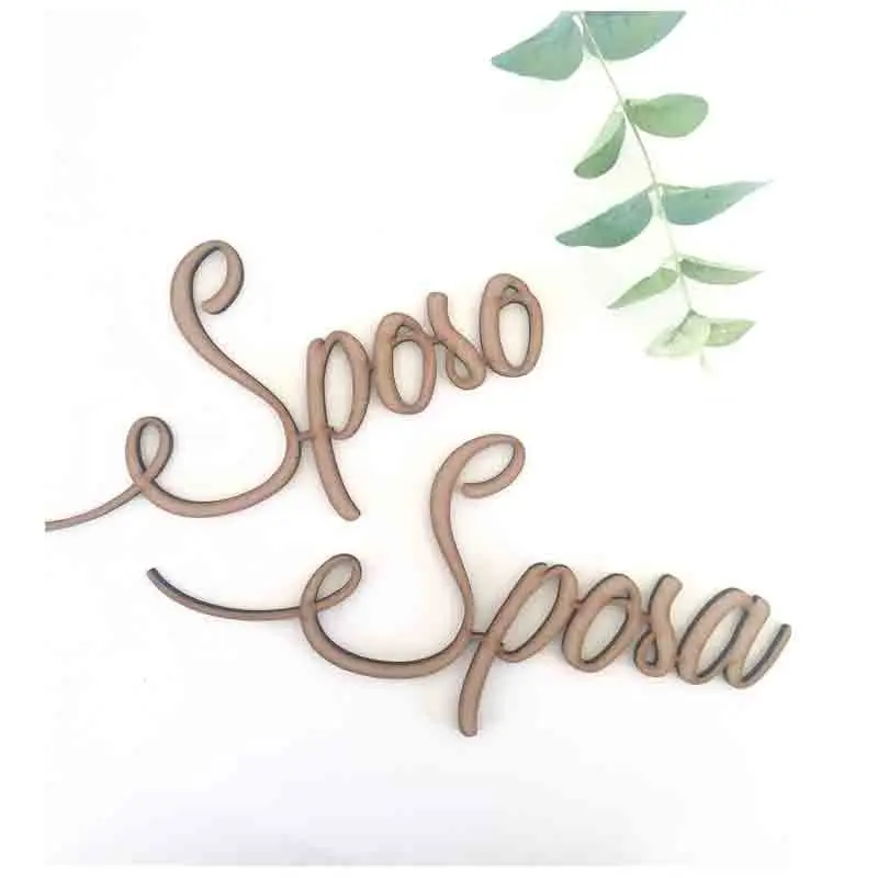 Scritte in legno sposo e sposa 30 cm x 15/20 cm h