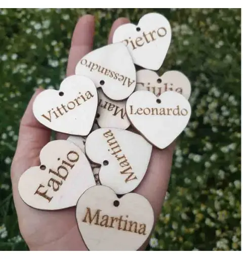 cuori segnaposto personalizzati in legno - 20 pz