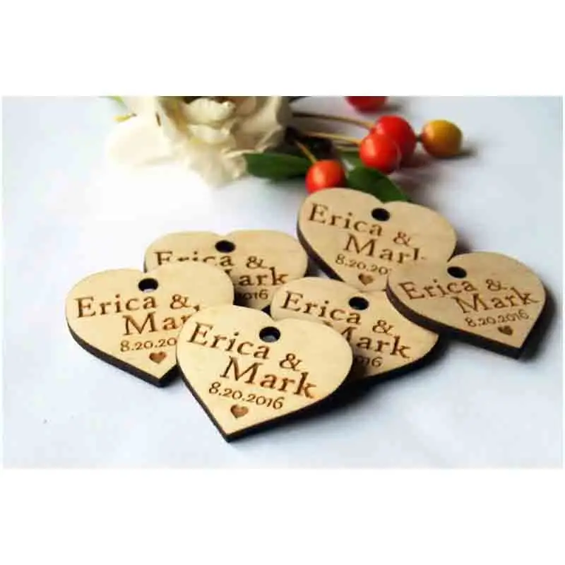 cuori segnaposto personalizzati in legno - 20 pz