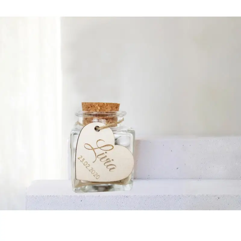 Bomboniere Con Cuore in legno personalizzabile - 20pz