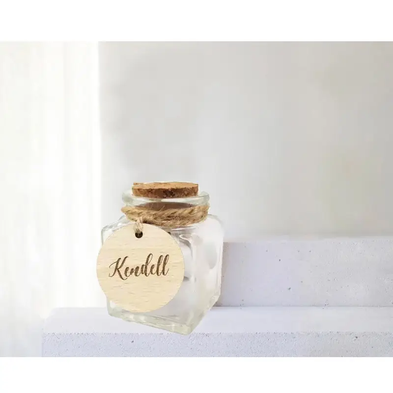 Bomboniere Con Tag Tondo in legno personalizzabile - 20pz