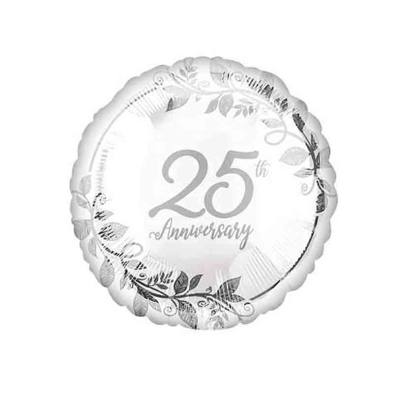 palloncino foil tondo 43 cm 25 anni nozze argento happy 25th anniversary 4295701