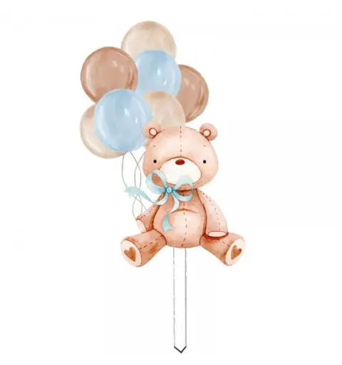 Cake Topper in plexiglass Orsetto con Palloncini