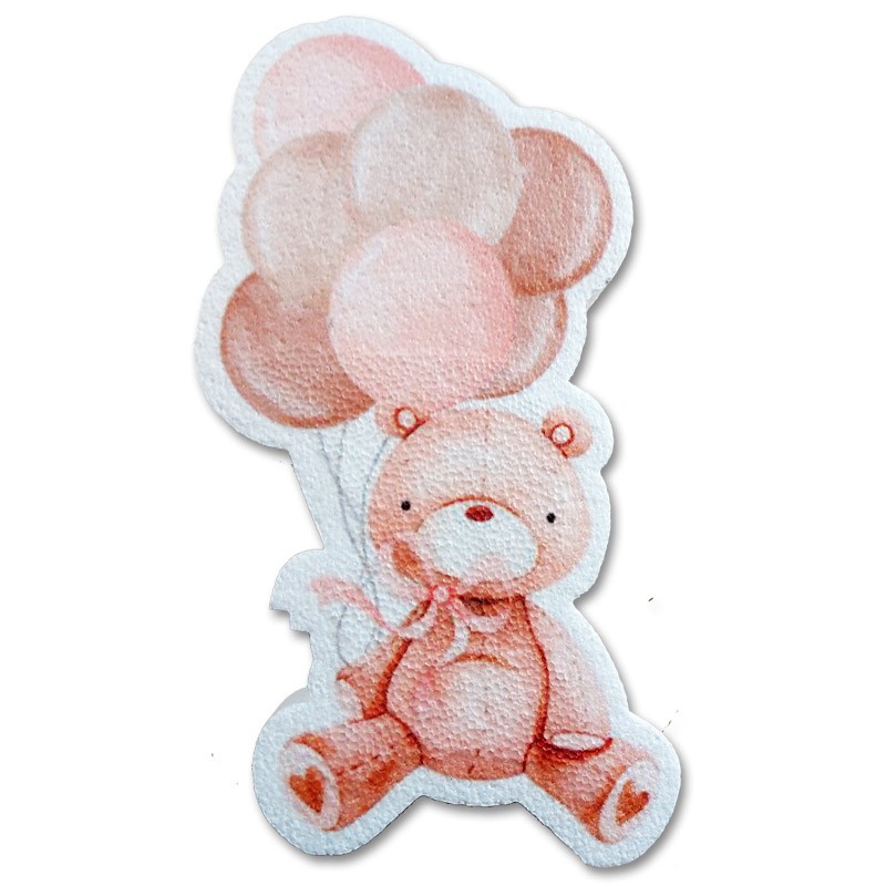 decorazione polistirolo orsetto palloncini rosa 50 cm