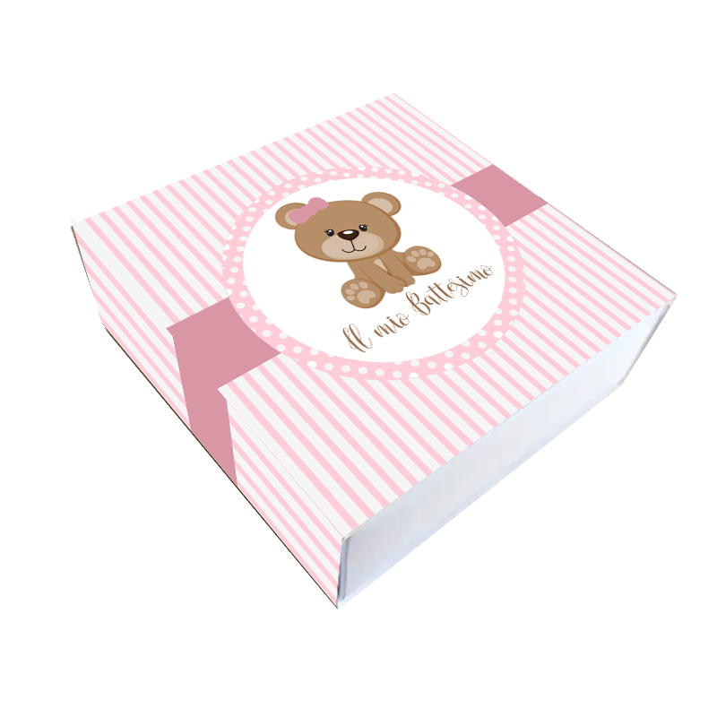 20 scatoline degustazione Battesimo orsetta rosa