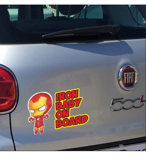 adesivo BABY ON BOARD per auto IRON MAN