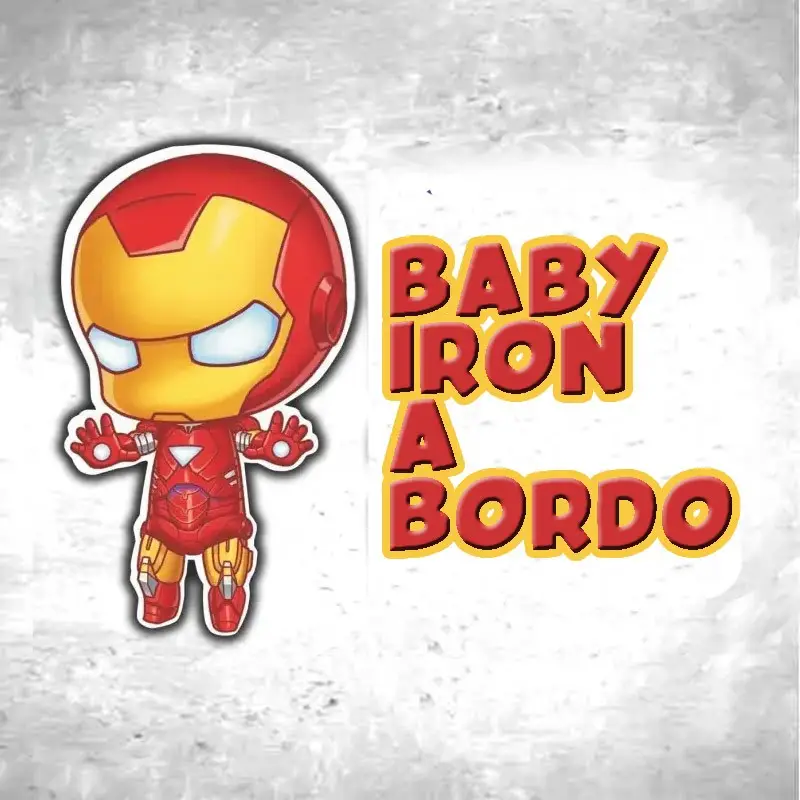 adesivo BABY ON BOARD per auto IRON MAN