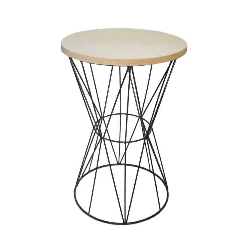 alzata tavolo in metallo nera con top beige 02789