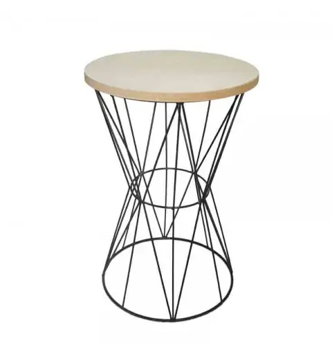 alzata tavolo in metallo nera con top beige 02789
