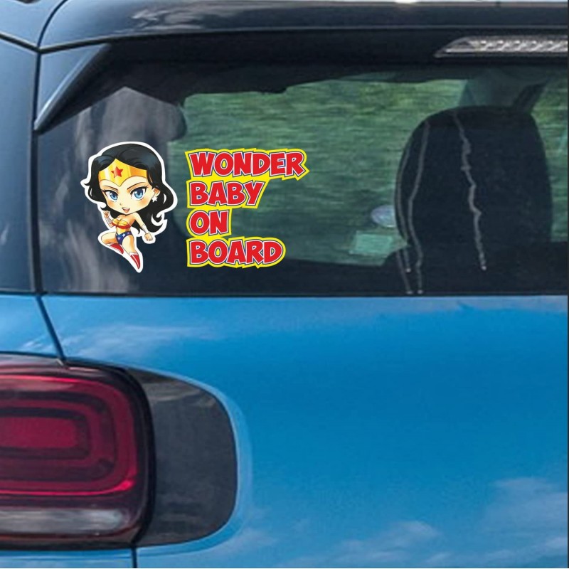 Adesivi BABY ON BOARD per auto wonder woman - 2pz