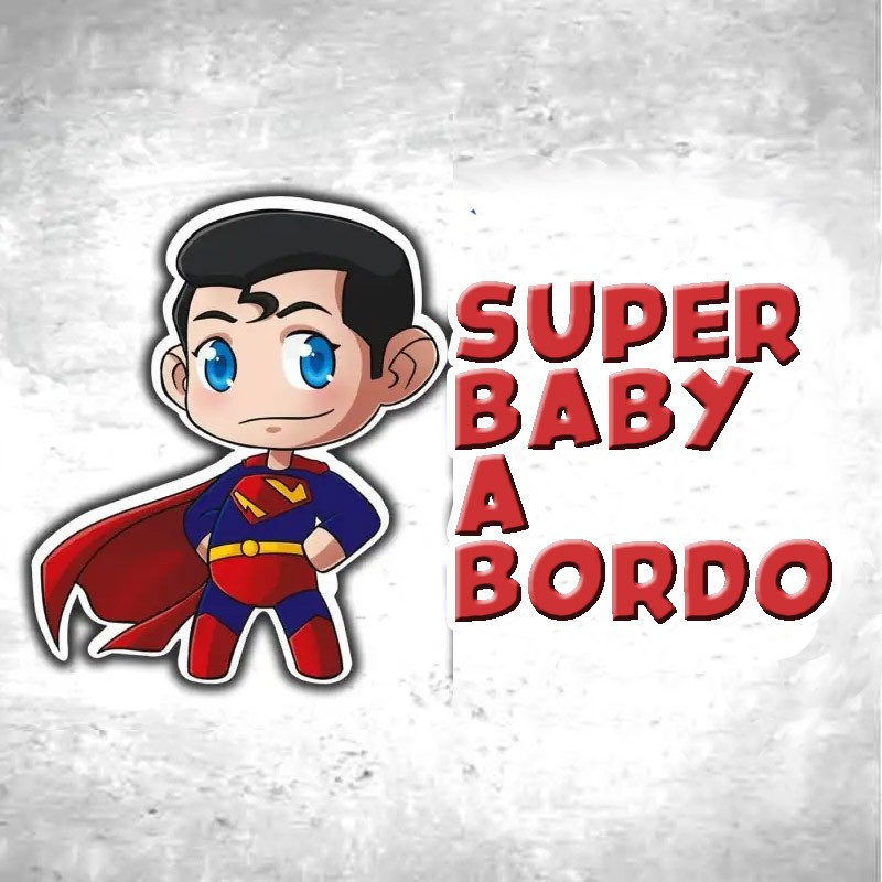 Adesivi BABY ON BOARD per auto superman - 2pz