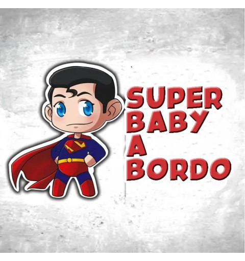 Adesivi BABY ON BOARD per auto superman - 2pz