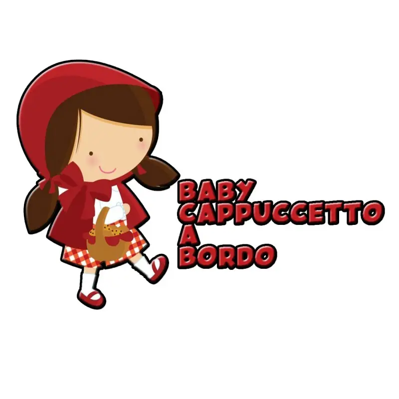 Adesivo BABY ON BOARD per auto Cappuccetto Rosso