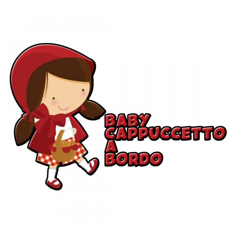 Adesivo BABY ON BOARD per auto Cappuccetto Rosso