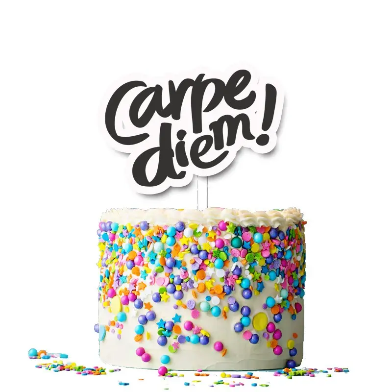 Cake Topper in plexiglass carpe diem nero