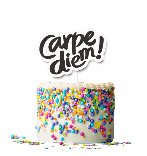 Cake Topper in plexiglass carpe diem nero