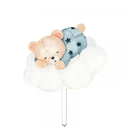 Cake Topper in plexiglass orsetto su nuvola