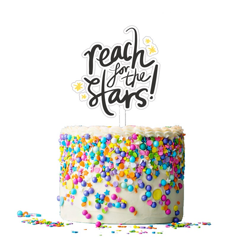 Cake Topper in plexiglass reach for the stars