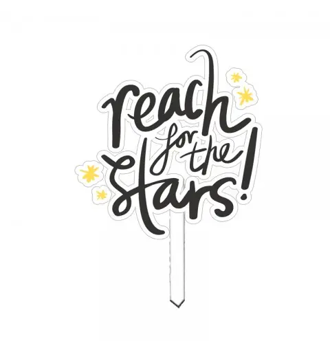 Cake Topper in plexiglass reach for the stars